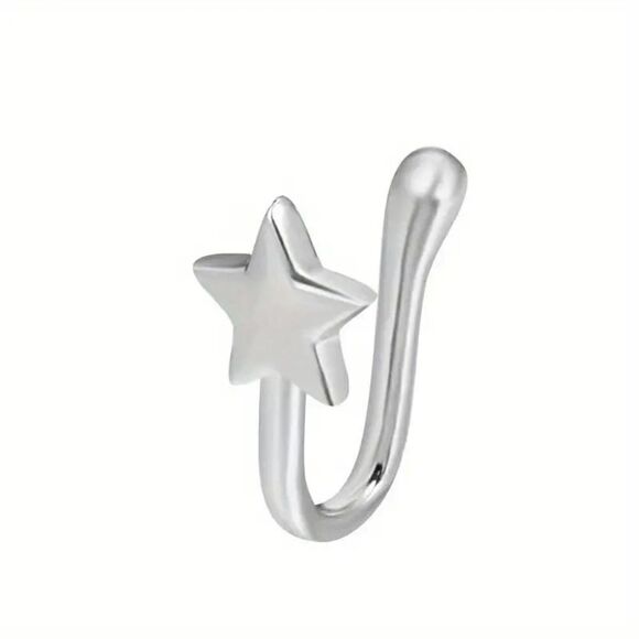 White Gold Plated Star Nose Cuff - Picture 1 of 1